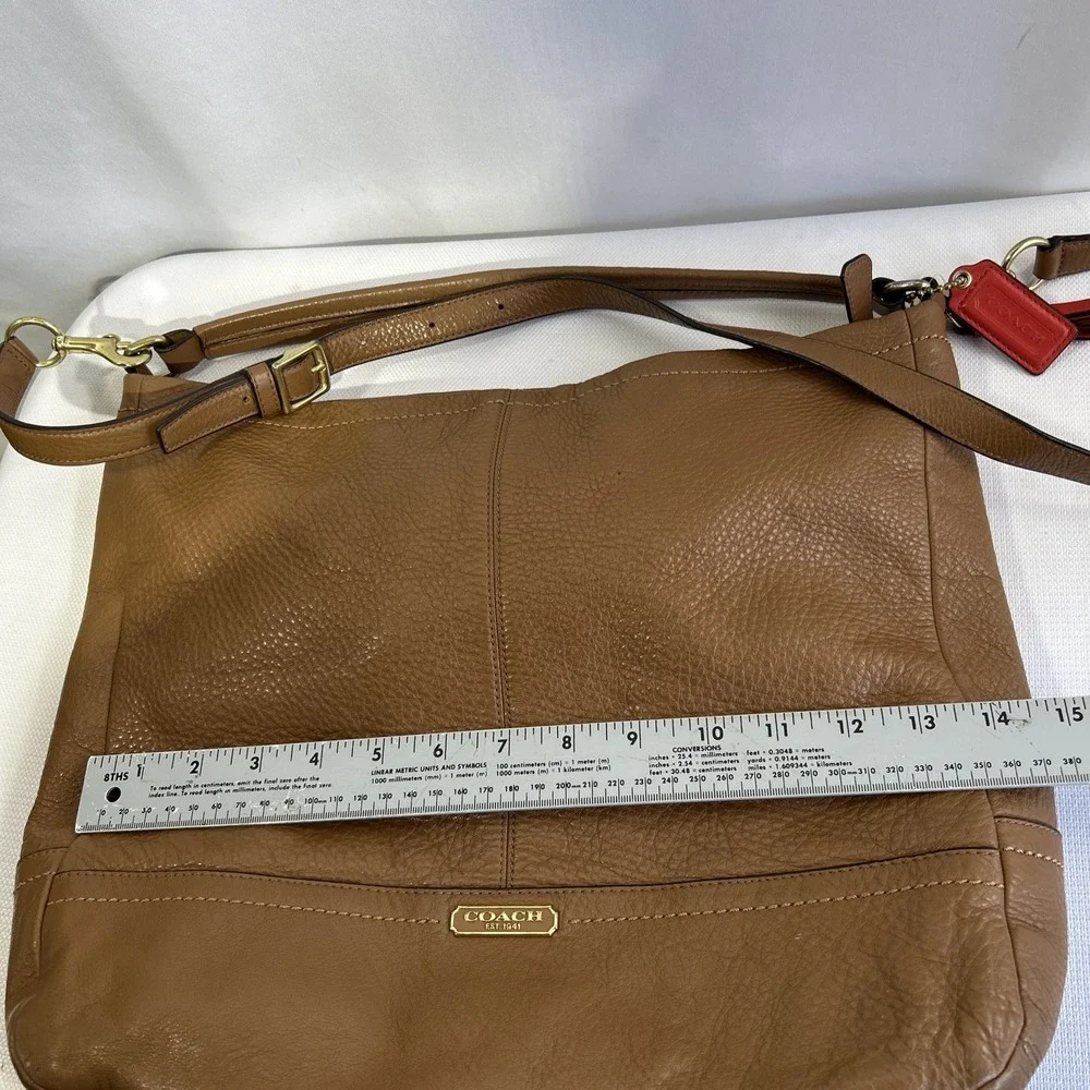 COACH #F23293  Pebble Brown Leather Hobo 2Way Shoulder/Hand Bag
